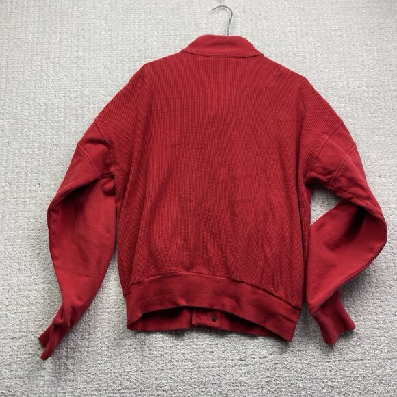 Vintage Yves Saint Laurent Menswear Waffle Knit Button Up Jacket Sz L Fire Red - Picture 14 of 14